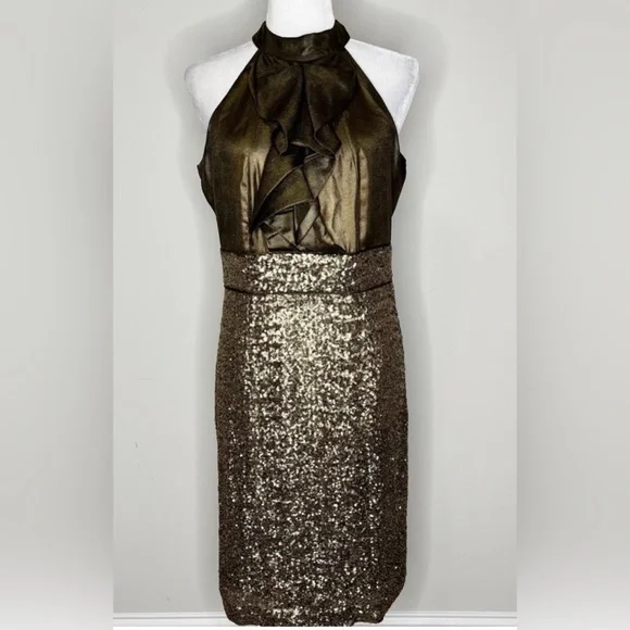 antonio melani brown dress Antonio Melani Sarai Corkscrew Boat Neck Sleeveless Sheath Maxi Dress